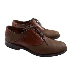 Johnston & Murphy Mens Brown Leather Nubuck Saddle Shoes Oxfords 12M 20-2272